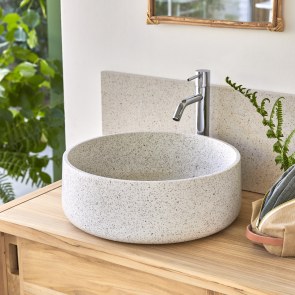 Milos - Ronde waskom van wit premium terrazzo