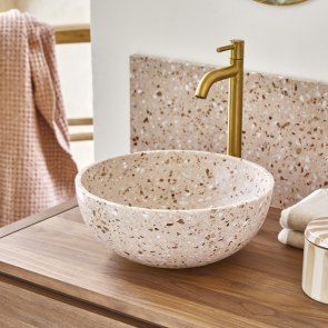 Elea - Lavabo redondo de terrazo prémium rosa