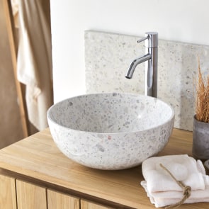 Elea - Round moon premium terrazzo basin