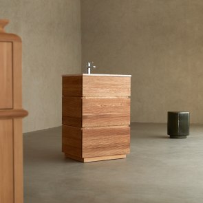 Karl - Badkamermeubel van massief eiken en roze premium terrazzo 60 cm