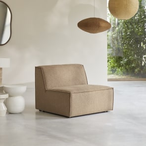 Dario - Modular fireside chair in camel-coloured fabric