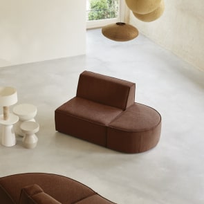 Dario - Modular lounge chair in mahogany-coloured fabric