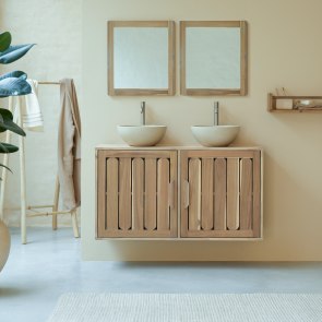 Lila - Solid Acacia 48" Wall-Mounted Double Vanity