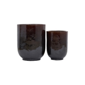 Pho - Conjunto de maceteros de cerámica, chocolate