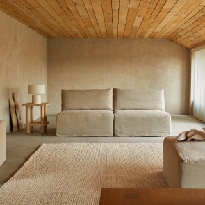 Nils - Divano dritto modulabile in lino naturale, 2-3 posti