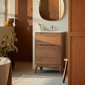 Gabrielle - Solid mango wood and ceramic bathroom cabinet 60 cm