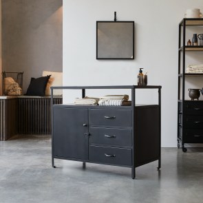 Industriel - Opbergmeubel in massief mangohout en metaal 95 cm