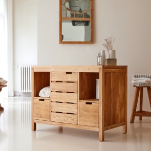 Serena - Meuble de rangement en chêne massif 100 cm