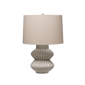 Elijah - Fluted Terra-cotta Table Lamp with Linen Shade, Distressed White