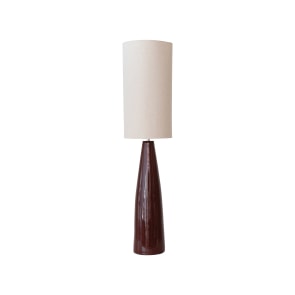 Alexandre - Ceramic Floor Lamp with Linen Shade and Reactive Glaze, Brown