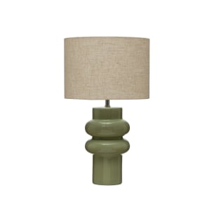 Zack - Stoneware Table Lamp with Linen Shade, Green