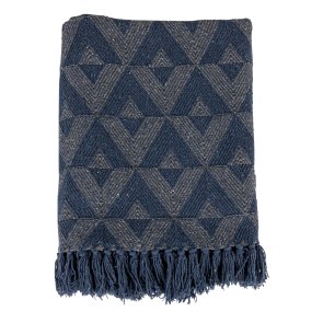 Sky - Azure Triad Cotton Blend Throw, Blue