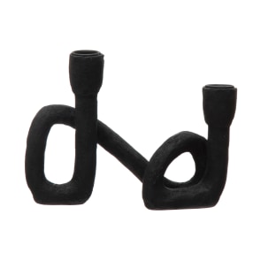 Aloa - Decorative Resin Double Taper Candle Holder, Black