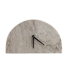 Grace - Decorative Half Moon Marble Mantel Clock, Beige and Black