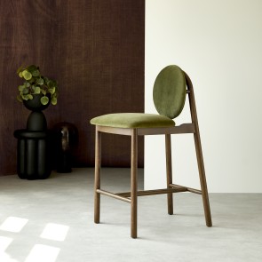 Olive - Silla alta de roble macizo y terciopelo verde 