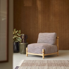 Sam - Fauteuil en chêne massif et tissu chiné