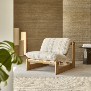 Aimé - Poltrona XL in rovere massello e tessuto beige