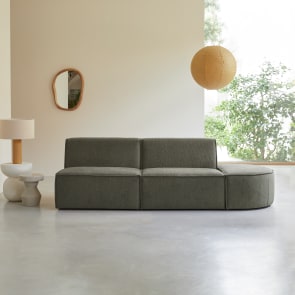 Dario - Banquette modulable en tissu vert, 2 places