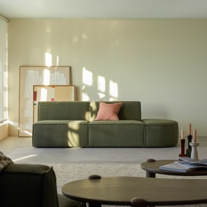 Dario - Banquette modulable en tissu vert, 2 places