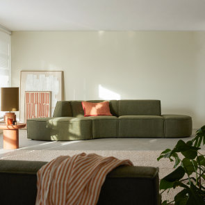 Dario - Modulaire bank van groene stof, 4-zits