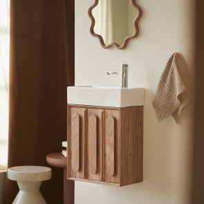 Olga - Solid Acacia and Ceramic Basin Unit 40 cm