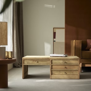 Issa - Tavolino rettangolare in teak massello riciclato