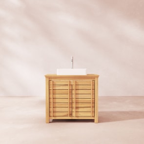 Rose - Waschtischunterschrank aus massivem Teakholz 90 cm
