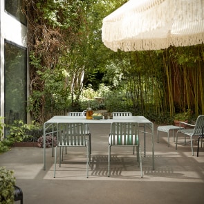 Gaby - Conjunto de muebles de jardín de metal verde de 4 plazas