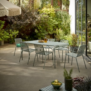 Gaby - Ensemble de jardin en métal vert 6 places