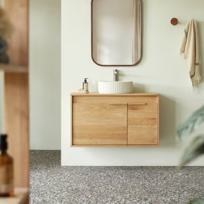 Néo - Vanity Cabinet in solid rubberwood, 90 cm