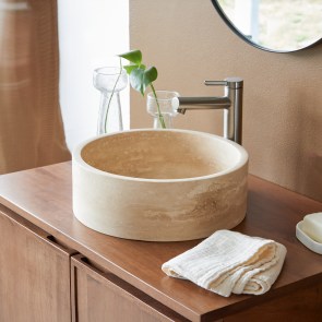 Travis - Lavabo rotondo in travertino ∅ 36 cm