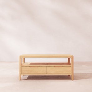 Arto - Meuble TV en chêne massif 100 cm