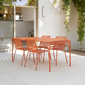 Gaby - Ensemble de jardin en métal orange 4 places