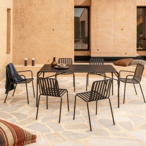 Gaby - Gartenmöbel-Set aus schwarzem Metall, 6-Sitzer