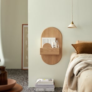 Raph - Wall-mounted solid oak bedside table