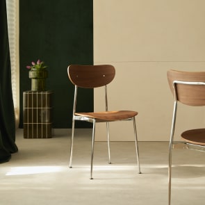 Lilo - Chair in walnut and chrome-plated metal