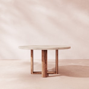 Rose May - Garden Table in solid acacia and ecru cement, 4/6 pers.