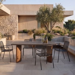 Sergio - Garden Table in solid acacia and dark grey cement, 6/8 pers.