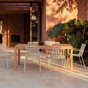 Téo - Garden Set in solid teak and black cream, 6 seats