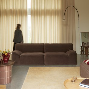 Quinto - Sofá modular de 2 plazas con reposabrazos en tejido marrón