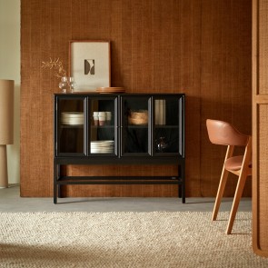 Anna - Vitrinebuffet met glas op poten van mindihout 120 cm