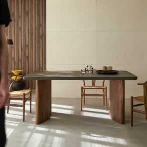 Sergio - Table en acacia massif et ciment dark grey 6/8 pers.