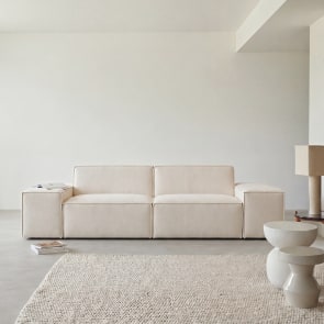 Dario - Divano modulabile in tessuto beige 2 posti