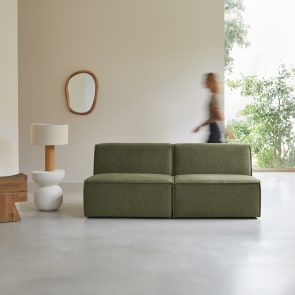 Dario - Modular 2-seater sofa in green fabric