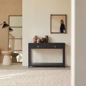 Zenaka - Console d'entrée en pin massif 2 tiroirs P. 35 cm