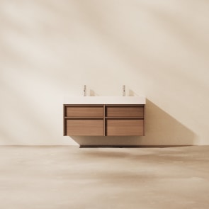 Margot - Mobile sottolavabo in legno massello di hevea e terrazzo 120 cm