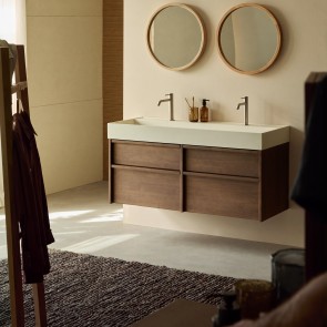 Margot - Vanity Cabinet in solid rubberwood and terrazzo, 120 cm