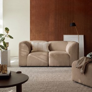 Vénus - Canapé modulable avec accoudoirs en tissu taupe, 2 places