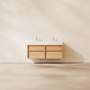 Margot - Waschtisch aus massiver Eiche und Beton 120 cm