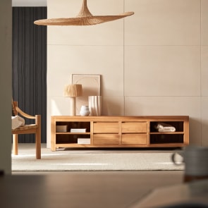 Patio - Tv-meubel van massief teakhout 200 cm